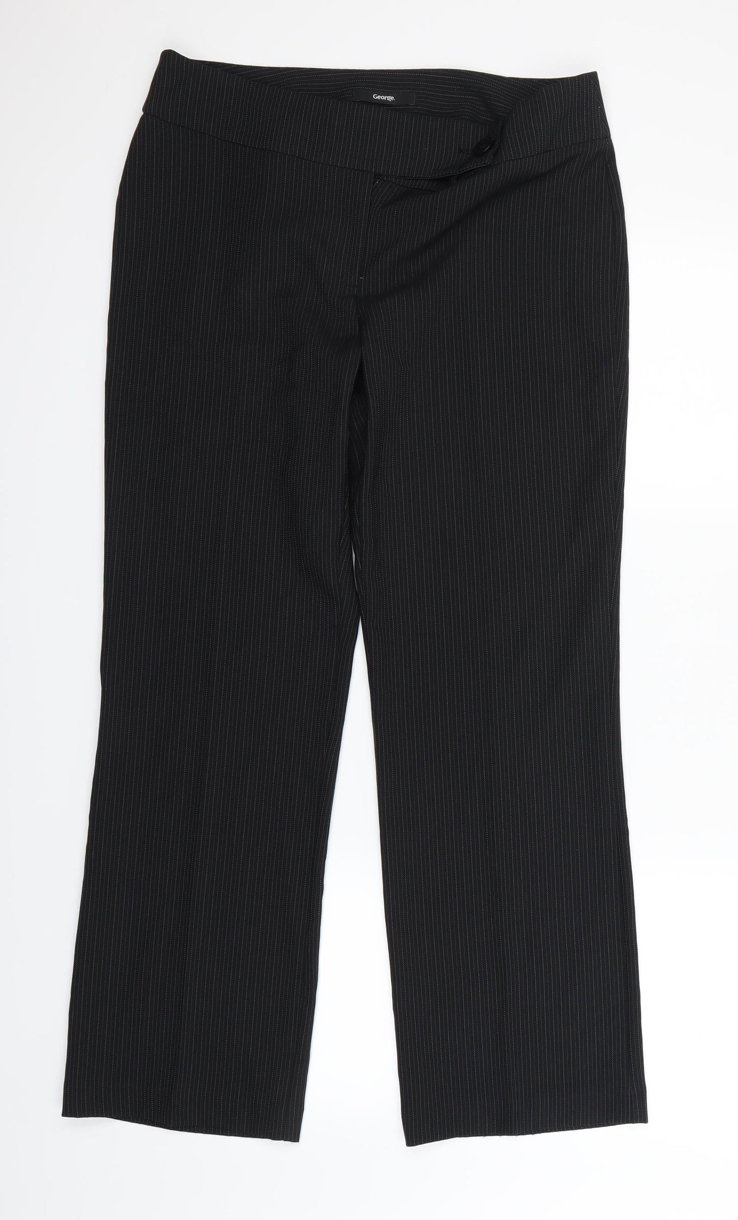 George  Womens Black Striped  Dress Pants Trousers Size 12 L31 in