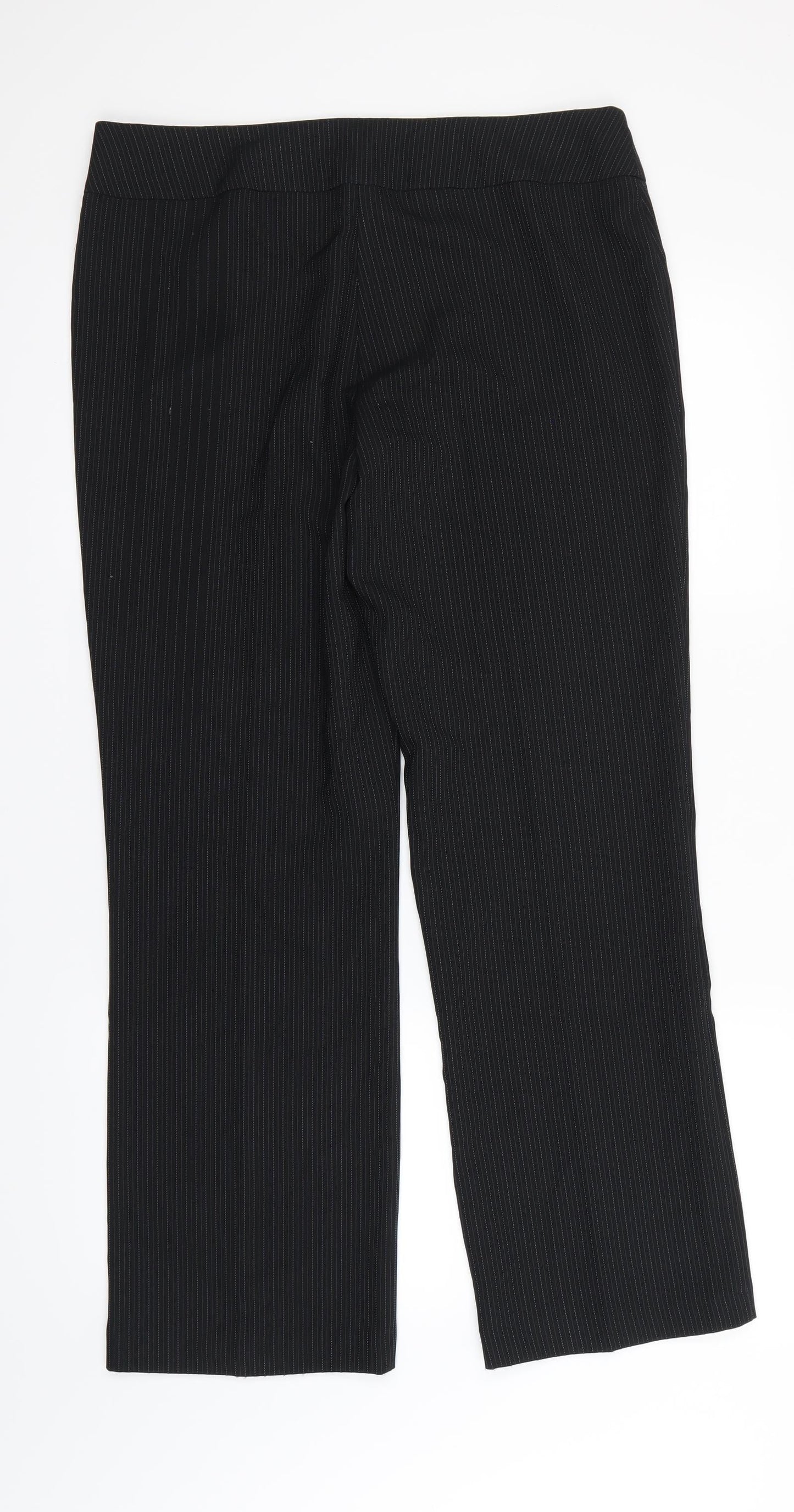 George  Womens Black Striped  Dress Pants Trousers Size 12 L31 in