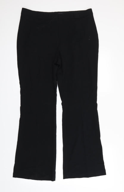 Womens UK Size 14 M&S Regular Fit Dress Pants Black Trousers