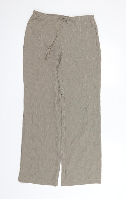 M&S  Womens Beige Striped  Dress Pants Trousers Size 8 L28 in