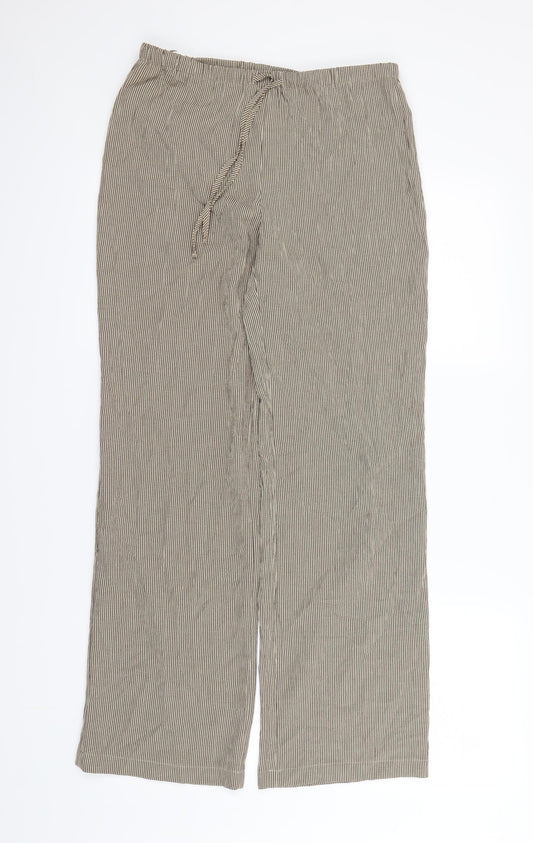 M&S  Womens Beige Striped  Dress Pants Trousers Size 8 L28 in