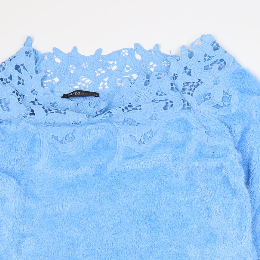 Zanzea Womens Blue   Pullover Sweatshirt Size XL