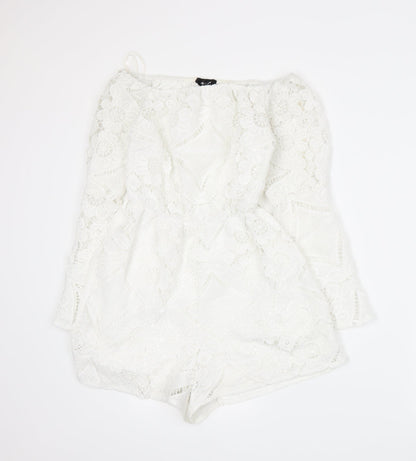 Parisian Womens White   Romper One-Piece Size 8