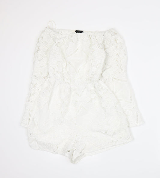 Parisian Womens White   Romper One-Piece Size 8
