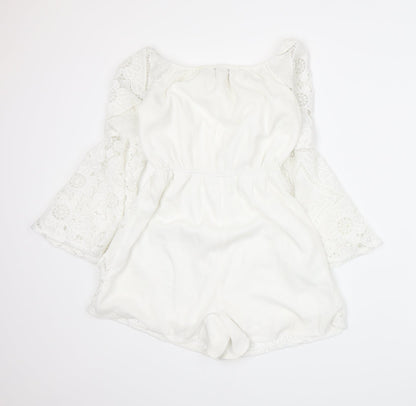 Parisian Womens White   Romper One-Piece Size 8