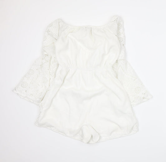 Parisian Womens White   Romper One-Piece Size 8