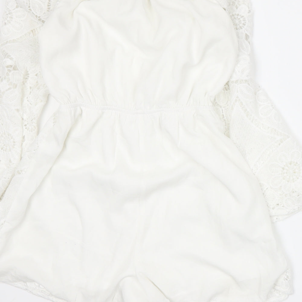 Parisian Womens White   Romper One-Piece Size 8