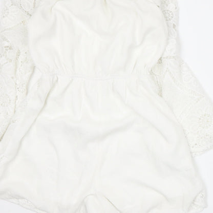 Parisian Womens White   Romper One-Piece Size 8