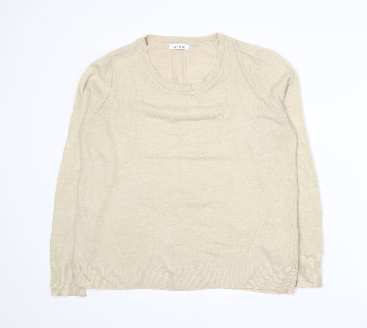 Marks & Spencer Womens Beige  Knit Pullover Jumper Size 14
