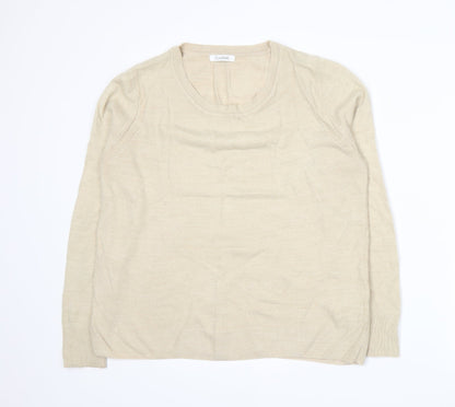 Marks & Spencer Womens Beige  Knit Pullover Jumper Size 14