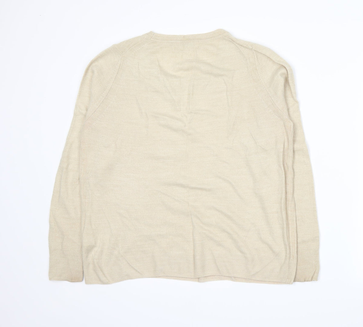 Marks & Spencer Womens Beige  Knit Pullover Jumper Size 14