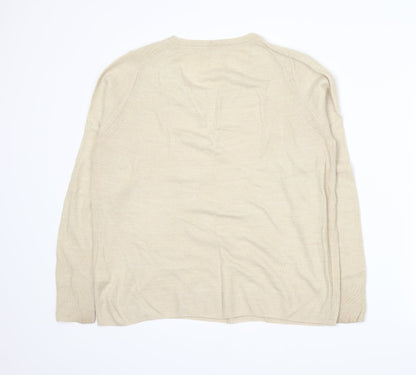 Marks & Spencer Womens Beige  Knit Pullover Jumper Size 14