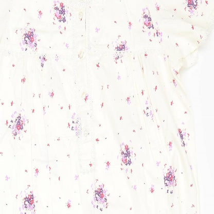 Bonmarché Womens White Floral  A-Line  Size S