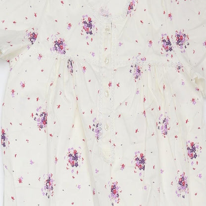 Bonmarché Womens White Floral  A-Line  Size S