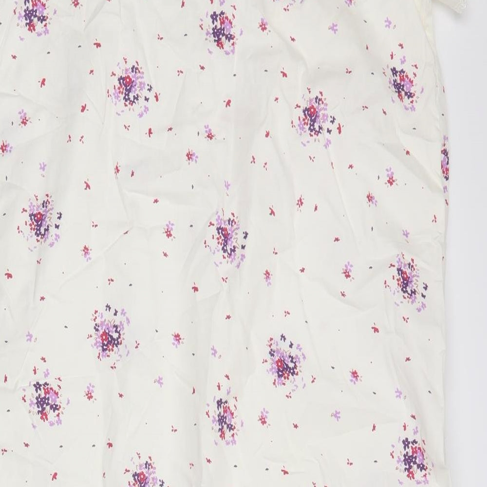 Bonmarché Womens White Floral  A-Line  Size S