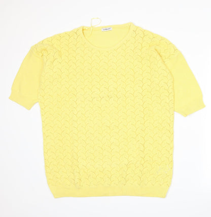 Damart Womens Yellow  Knit Pullover Jumper Size 16