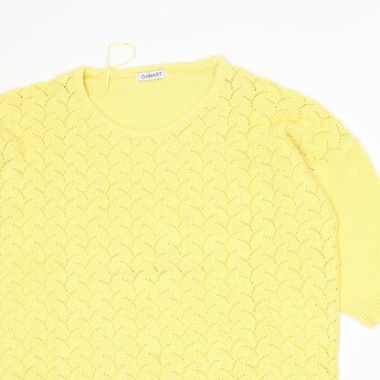 Damart Womens Yellow  Knit Pullover Jumper Size 16