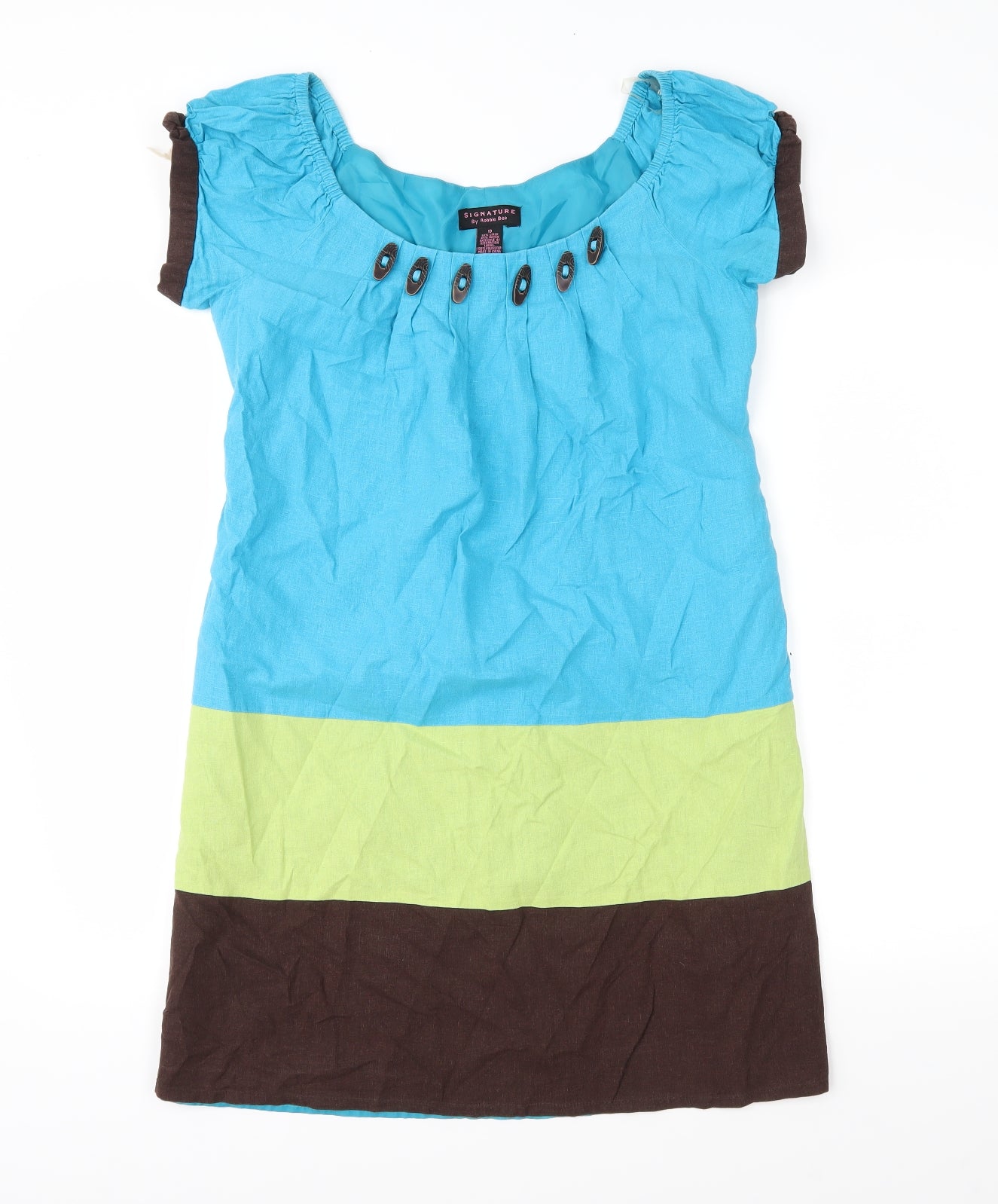 Signature Womens Blue Colourblock  A-Line  Size 10