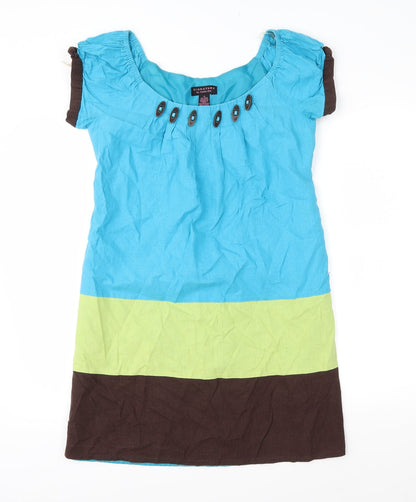 Signature Womens Blue Colourblock  A-Line  Size 10