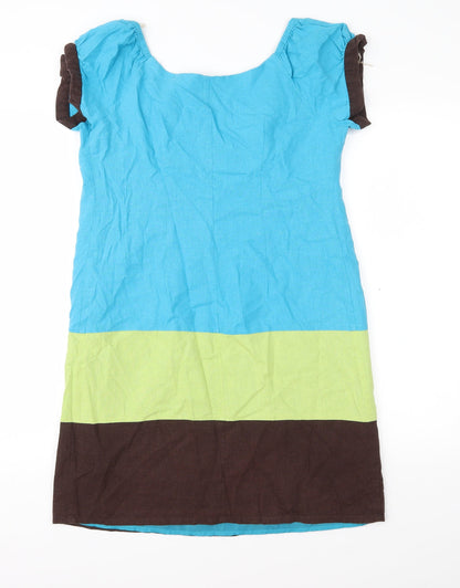 Signature Womens Blue Colourblock  A-Line  Size 10