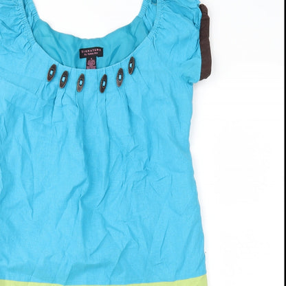 Signature Womens Blue Colourblock  A-Line  Size 10