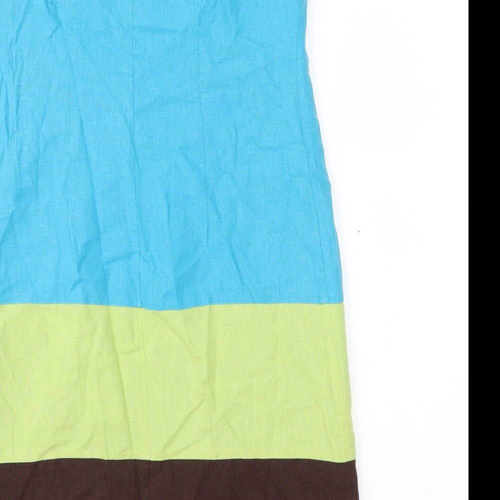 Signature Womens Blue Colourblock  A-Line  Size 10