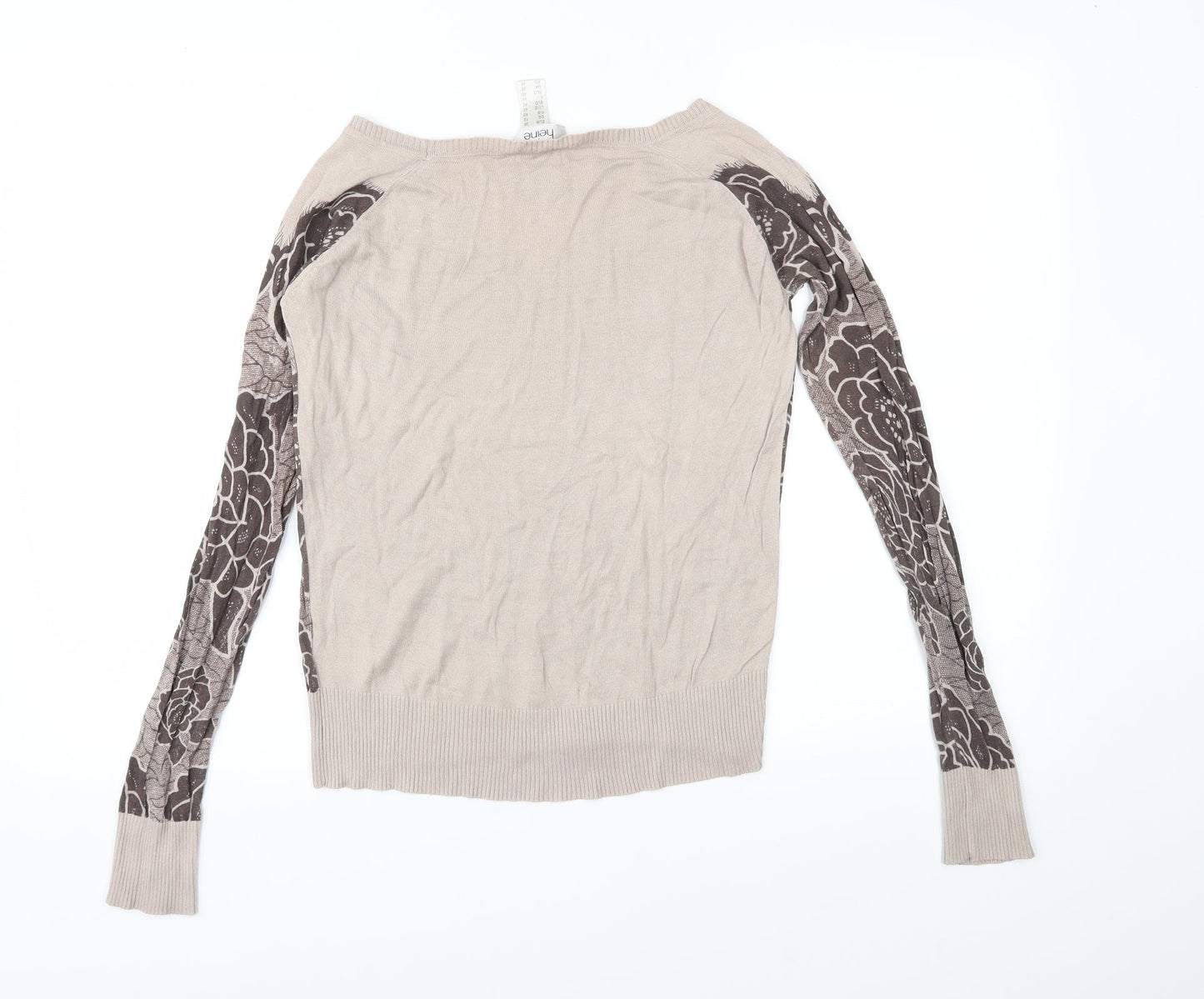 HEINE Womens Brown Floral Knit Pullover Jumper Size 12
