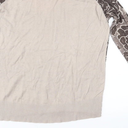 HEINE Womens Brown Floral Knit Pullover Jumper Size 12