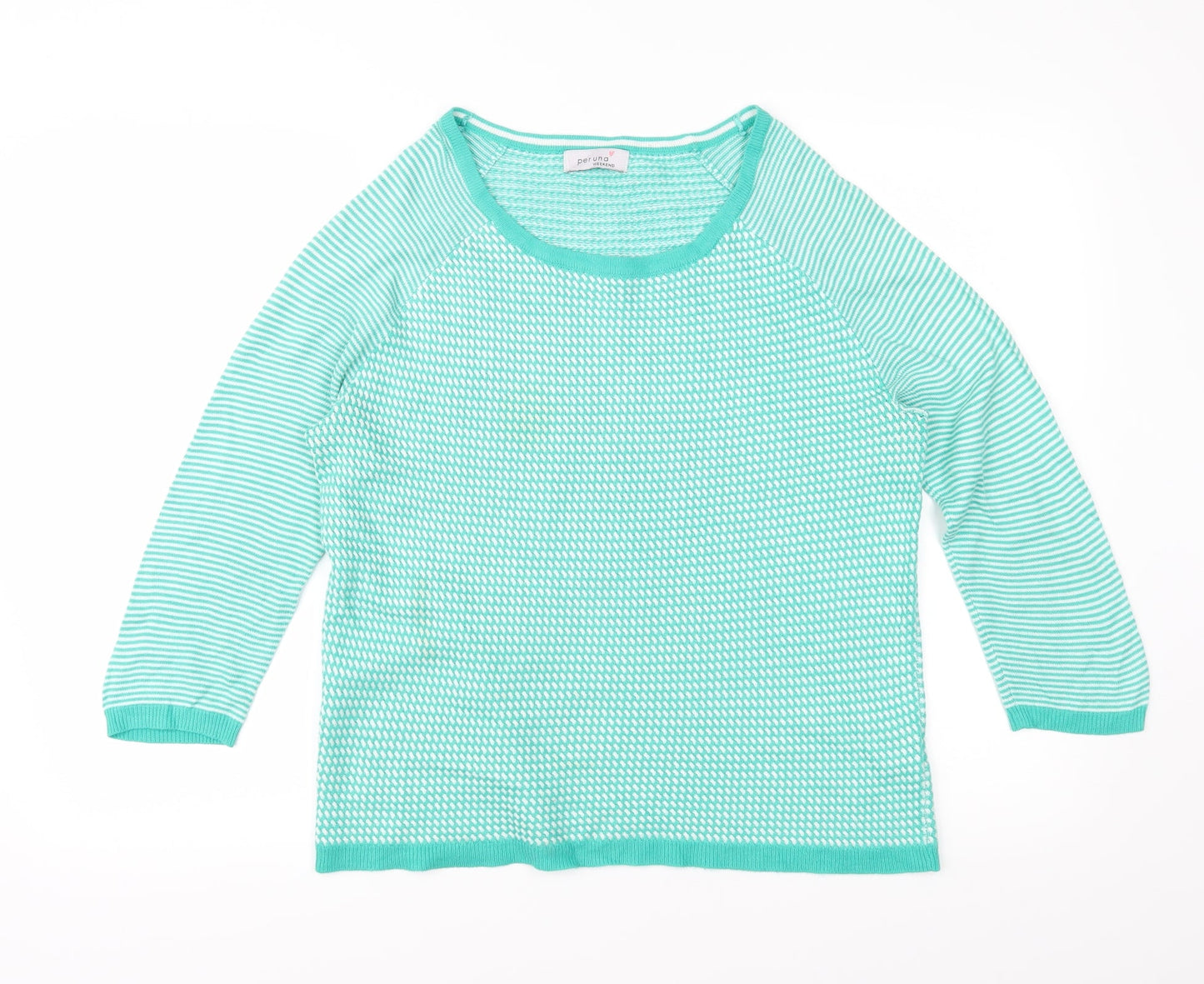 Marks and Spencer Womens Green Striped Knit Pullover Jumper Size 12