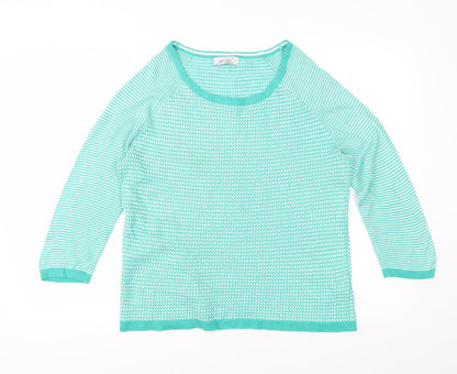 Marks and Spencer Womens Green Striped Knit Pullover Jumper Size 12