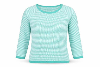 Marks & Spencer Womens Green Striped Knit Pullover Jumper Size 12