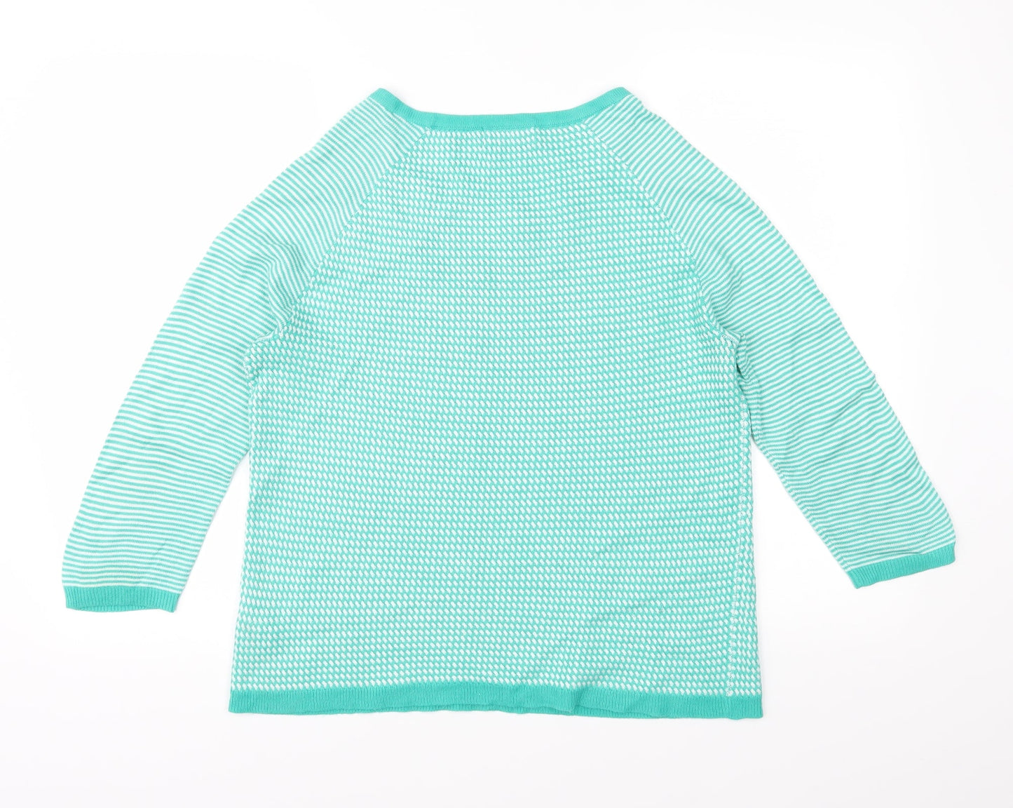Marks and Spencer Womens Green Striped Knit Pullover Jumper Size 12