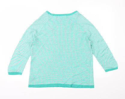 Marks and Spencer Womens Green Striped Knit Pullover Jumper Size 12