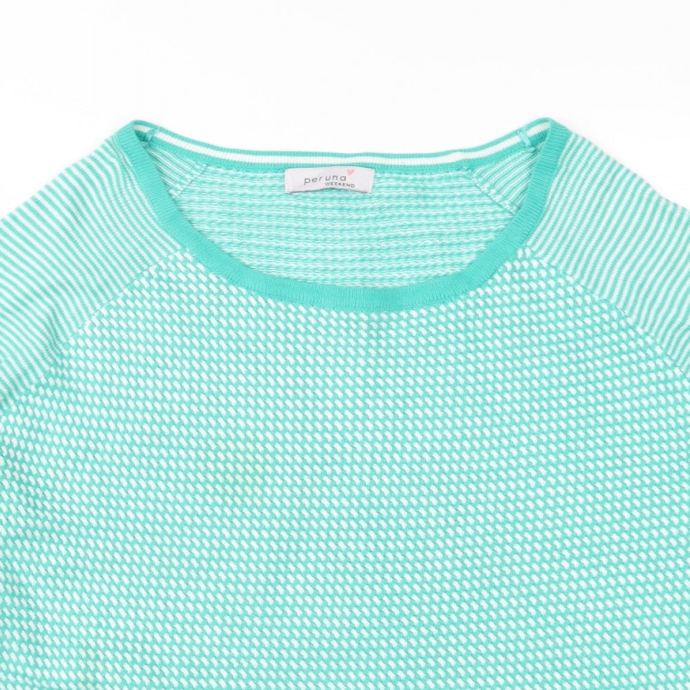 Marks and Spencer Womens Green Striped Knit Pullover Jumper Size 12