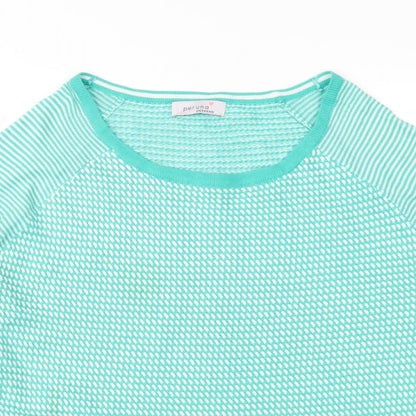 Marks and Spencer Womens Green Striped Knit Pullover Jumper Size 12