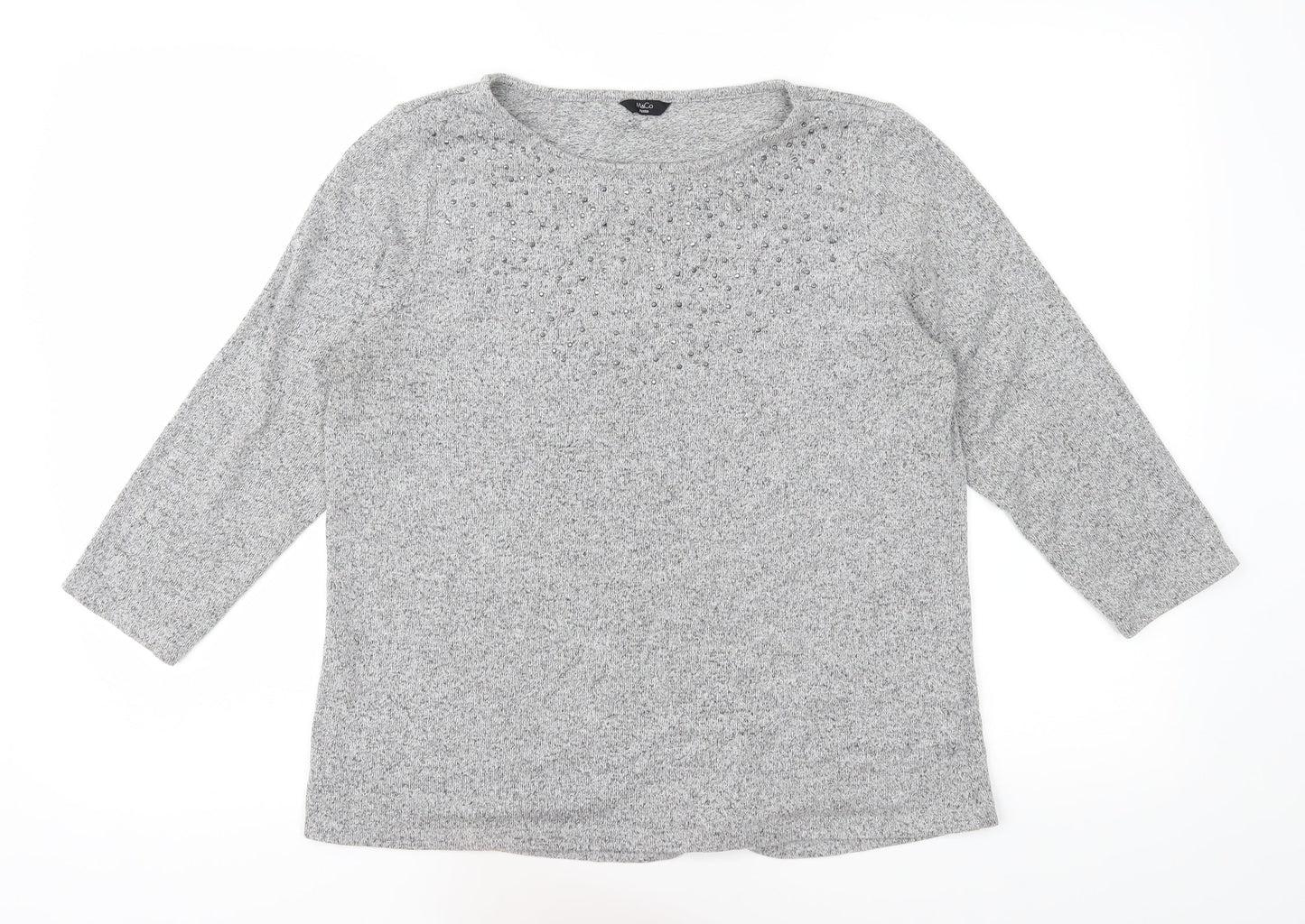 Womens UK Size 14 M&Co Grey Basic T-Shirt
