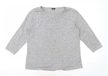 Womens UK Size 14 M&Co Grey Basic T-Shirt