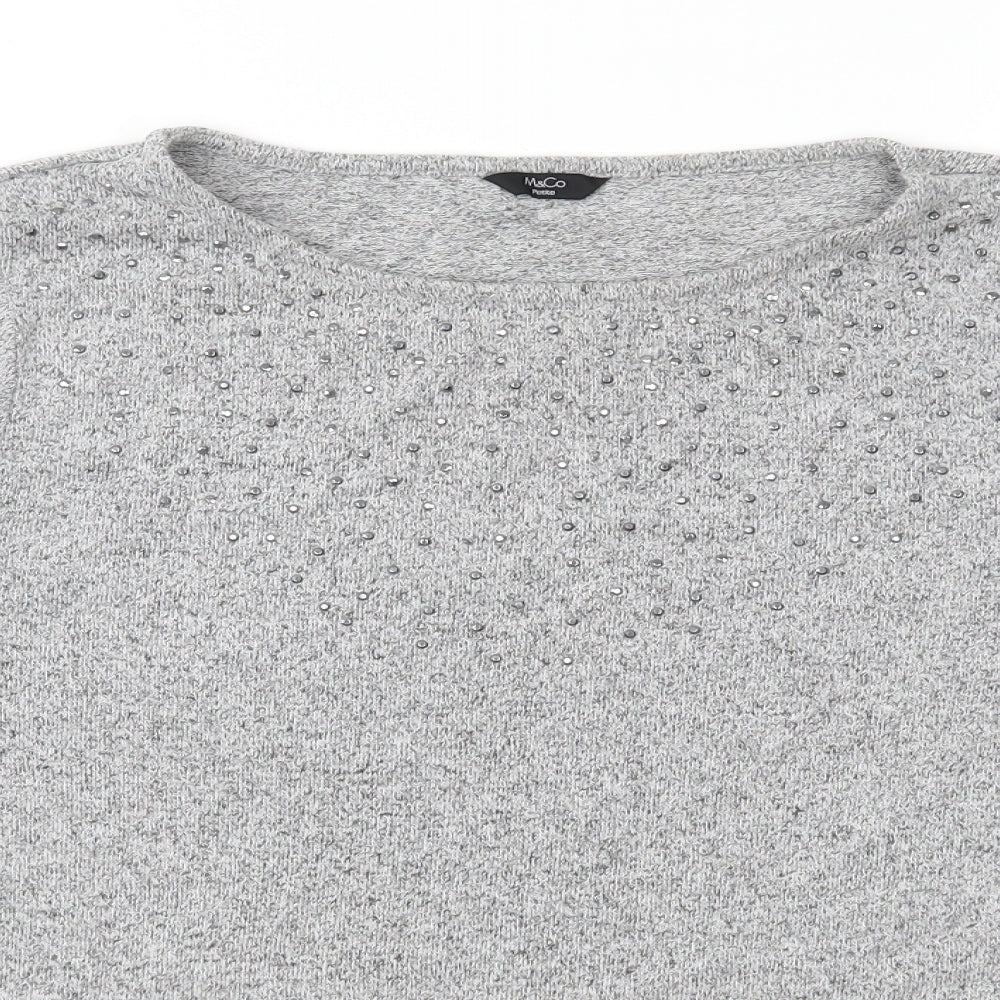 Womens UK Size 14 M&Co Grey Basic T-Shirt