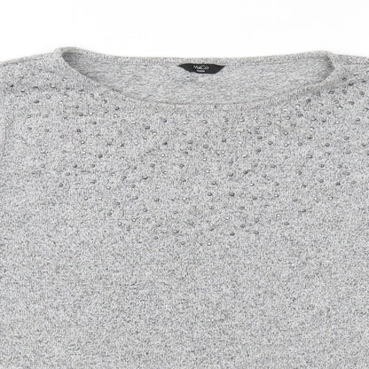 Womens UK Size 14 M&Co Grey Basic T-Shirt