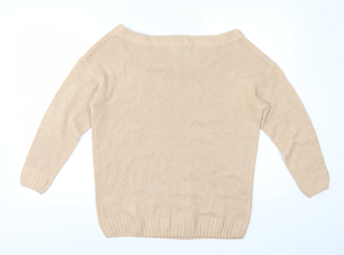 Studio Womens Beige  Knit Pullover Jumper Size 12