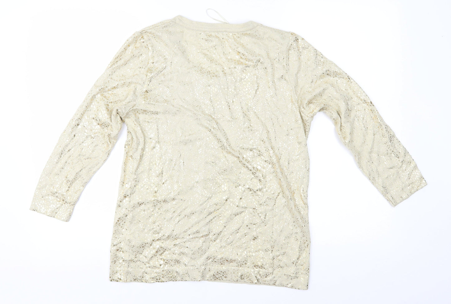 Moda Womens Gold Animal Print Knit Cardigan Jumper Size 14
