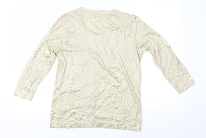 Moda Womens Gold Animal Print Knit Cardigan Jumper Size 14