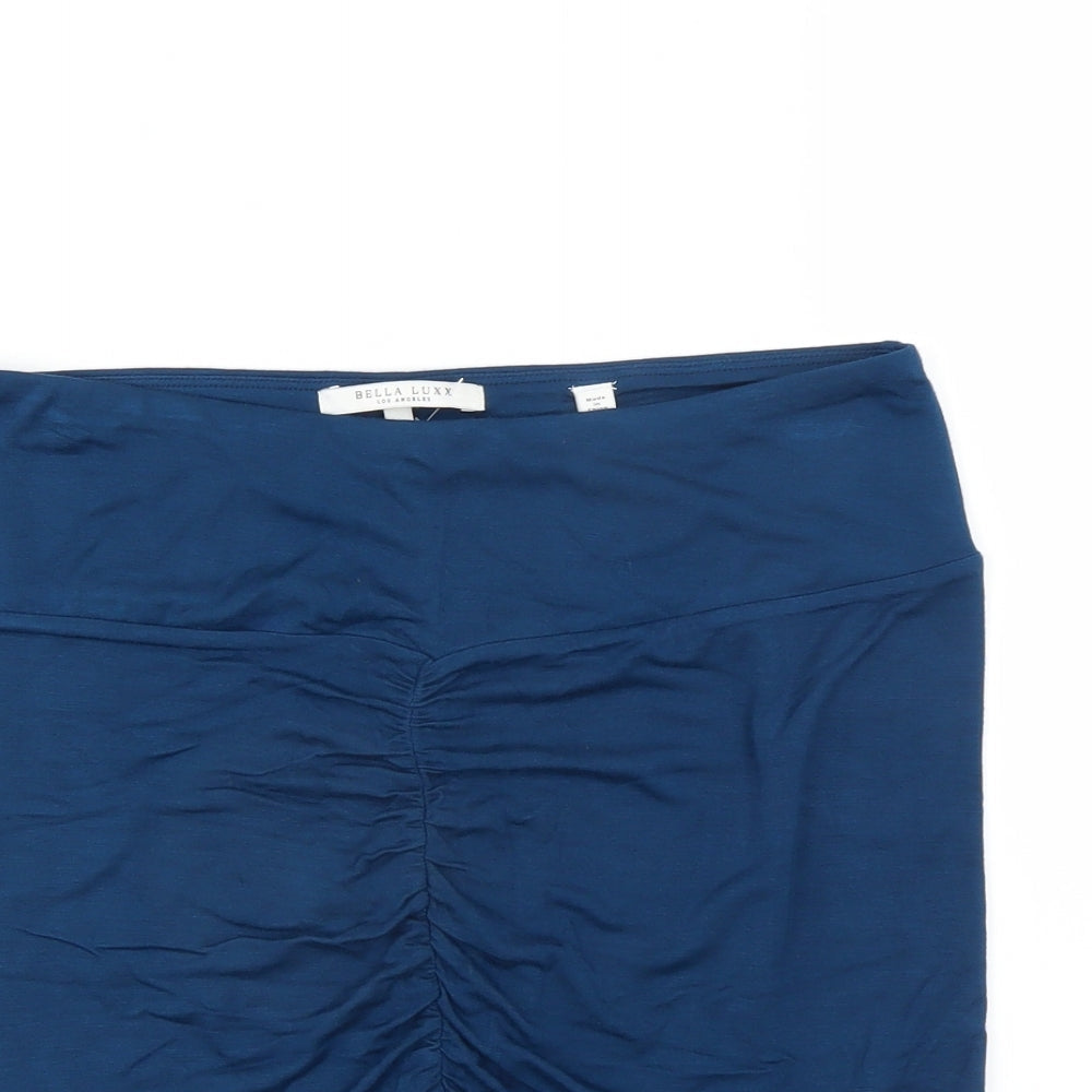 Bella Luxx Womens Blue  Rayon Mini Skirt Size L