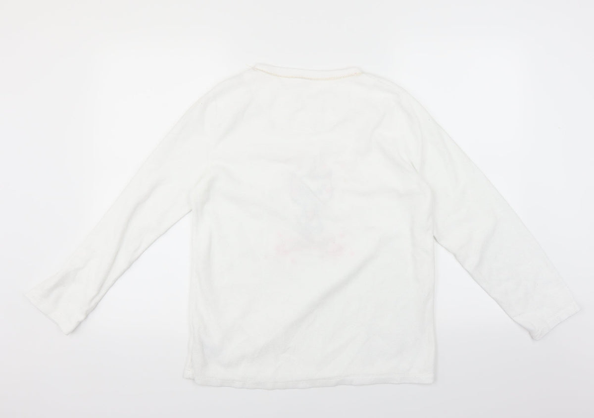 Primark Womens White Solid  Top Pyjama Top Size M  - Unicorn cat