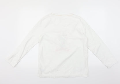 Primark Womens White Solid  Top Pyjama Top Size M  - Unicorn cat