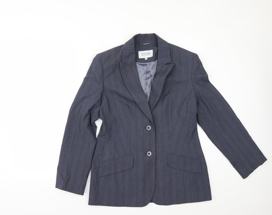 NEXT Womens Blue Striped  Jacket Suit Jacket Size 12