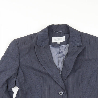 NEXT Womens Blue Striped  Jacket Suit Jacket Size 12