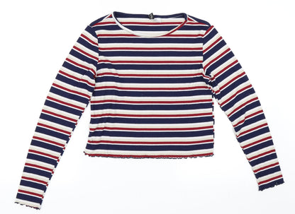 H&M Womens Blue Striped  Pullover Jumper Size L