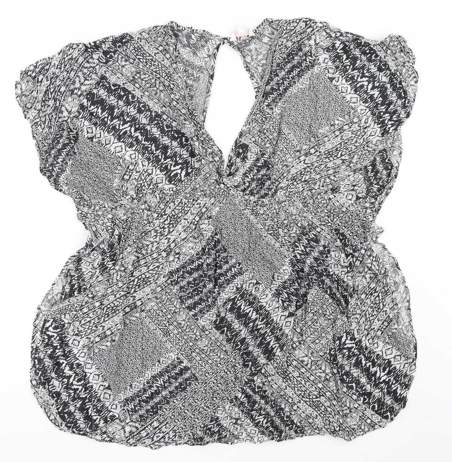 Papaya Womens Black Geometric  Kaftan  Size S  - Beach dress