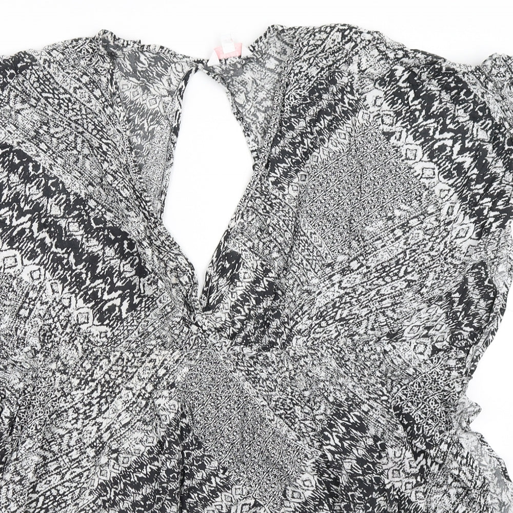 Papaya Womens Black Geometric  Kaftan  Size S  - Beach dress